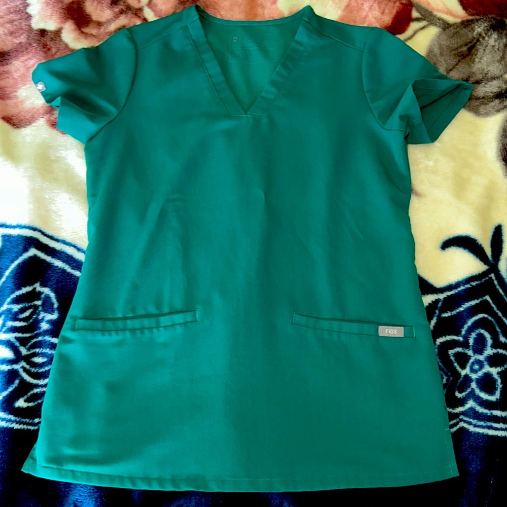 FIGS Hunter Green Casma 2 Pocket Scrub Top XXS
